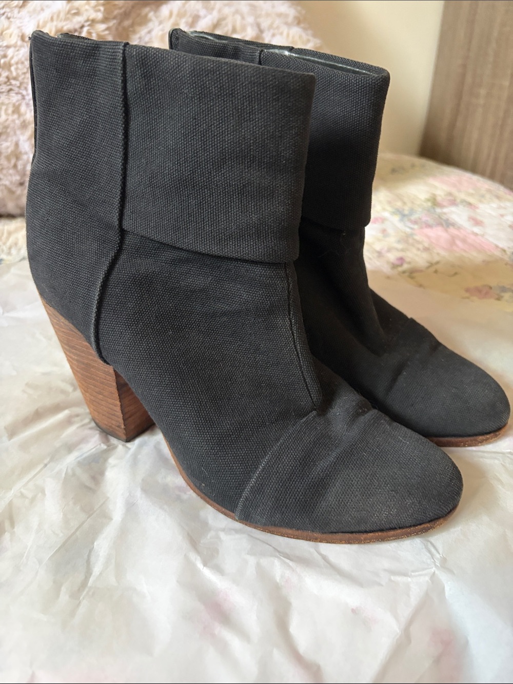 Rag and Bone Black Fold-Over Ankle Boots